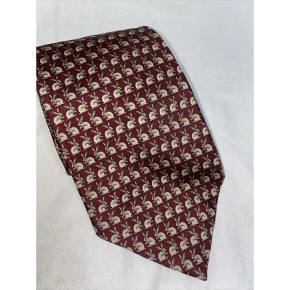 Brooks Brothers Rabbit easter Mens Tie 100% Silk USA Red church vintage - Picture 1 of 7